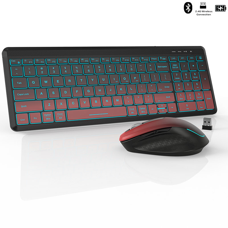 Gaming Keyboard Mouse And Headset Combo - RGB Backlit Silent Wireless Teclado e