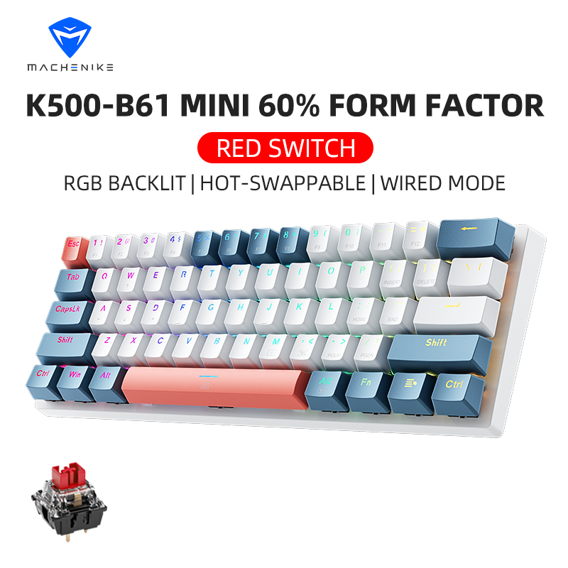 Gaming Keyboard Blue Switches - K500-B61achenike Mini Keybaord Mecânico 60% Fator