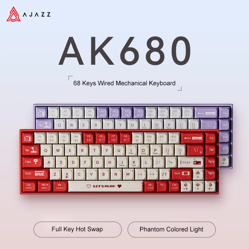 Gaming Keyboard Blue Switches - Teclado Mecânico Gamer AJAZZ AK680 65%