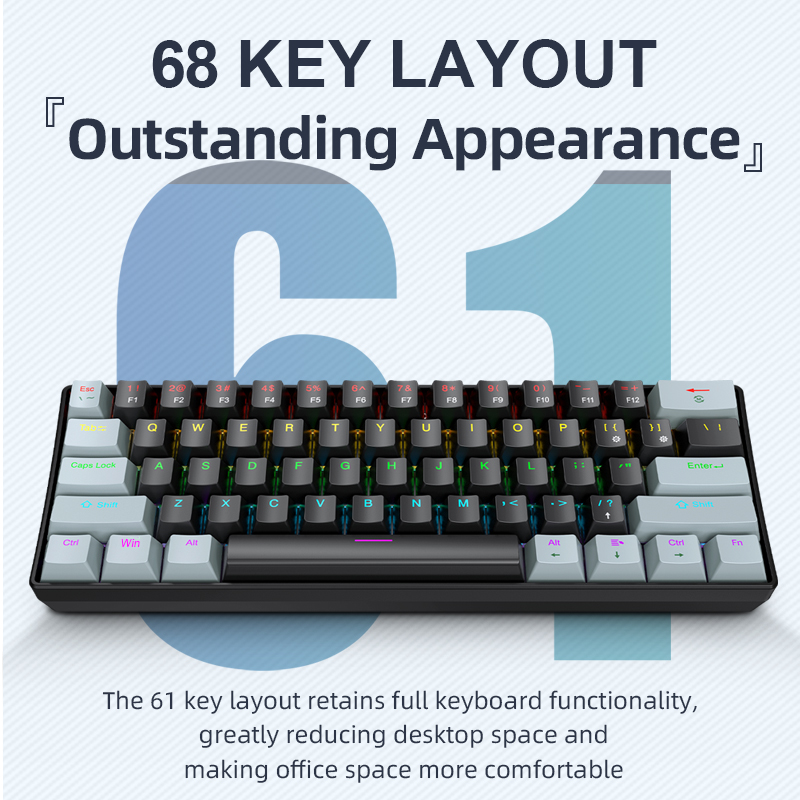 Gaming Keyboard Mouse And Headset Combo - APAYADO K61 Mini teclado mecânico, com