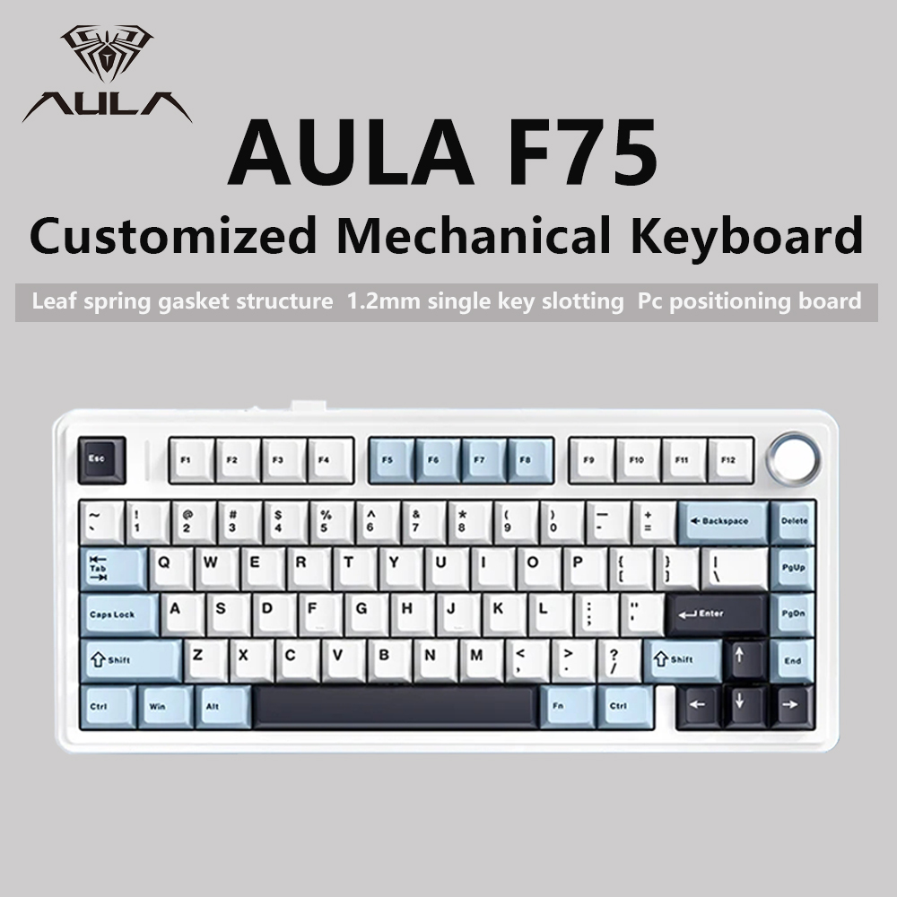 Gaming Keyboard Blue Switches - AULA-F75 Teclado mecânico sem fio Gaming,
