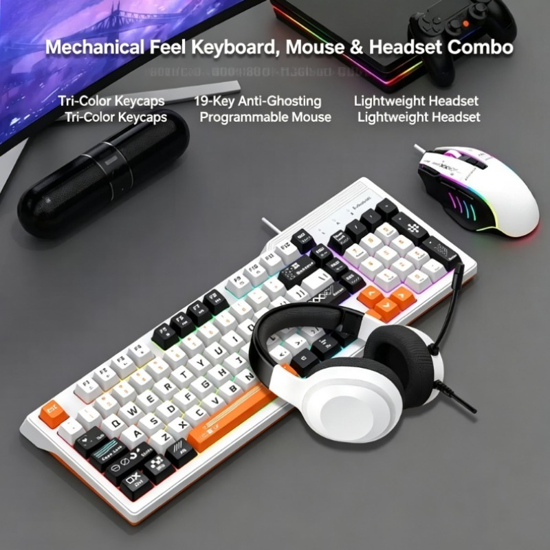Gaming Keyboard Mouse And Headset Combo - K8pro 3 em 1 Combo Gamer