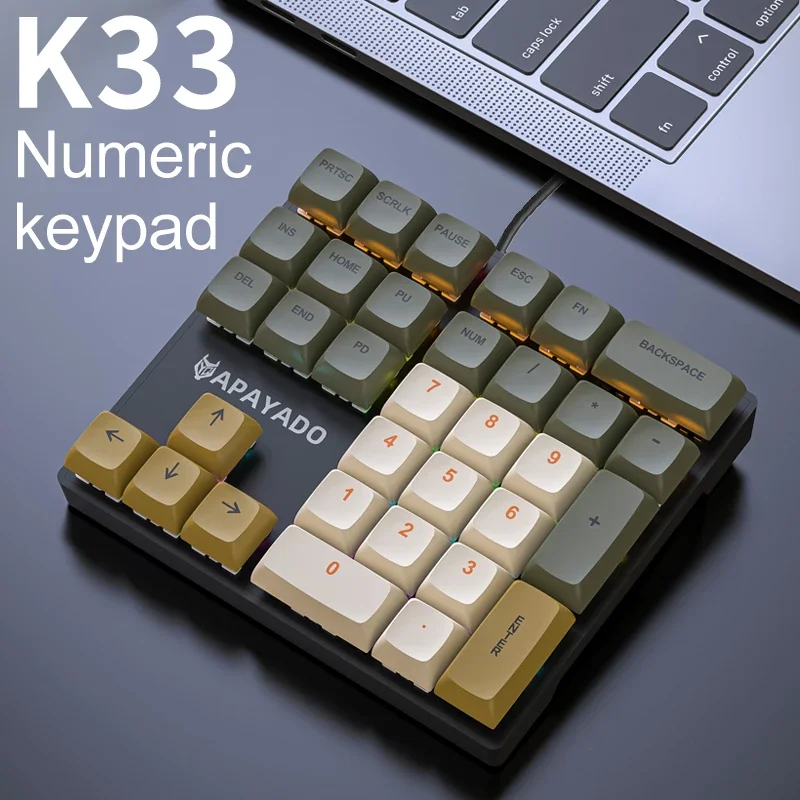 Gaming Keyboard 1 Hand - Teclado numérico mecânico com fio K33