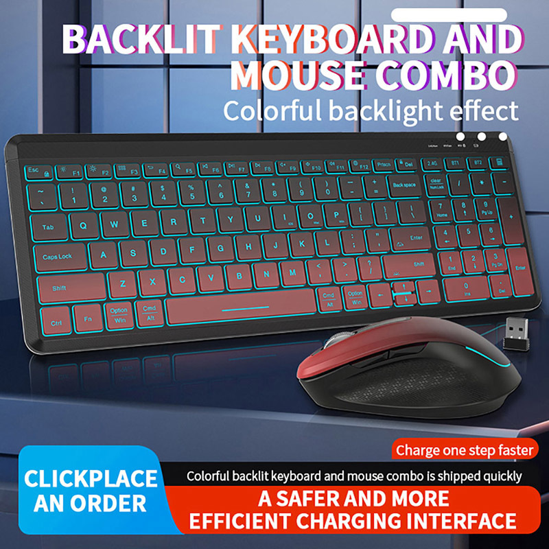 RGB Backlit Silent Wireless Te - Gaming Keyboard Mouse And Headset Combo avaliação e preço