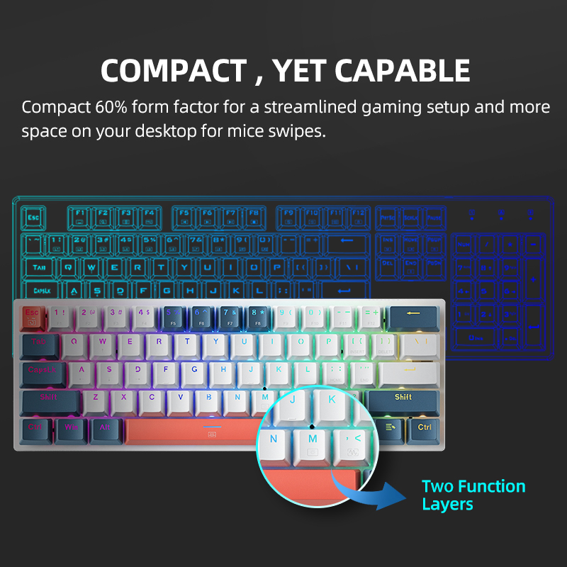 K500-B61achenike Mini Keybaord - Gaming Keyboard Blue Switches avaliação e preço