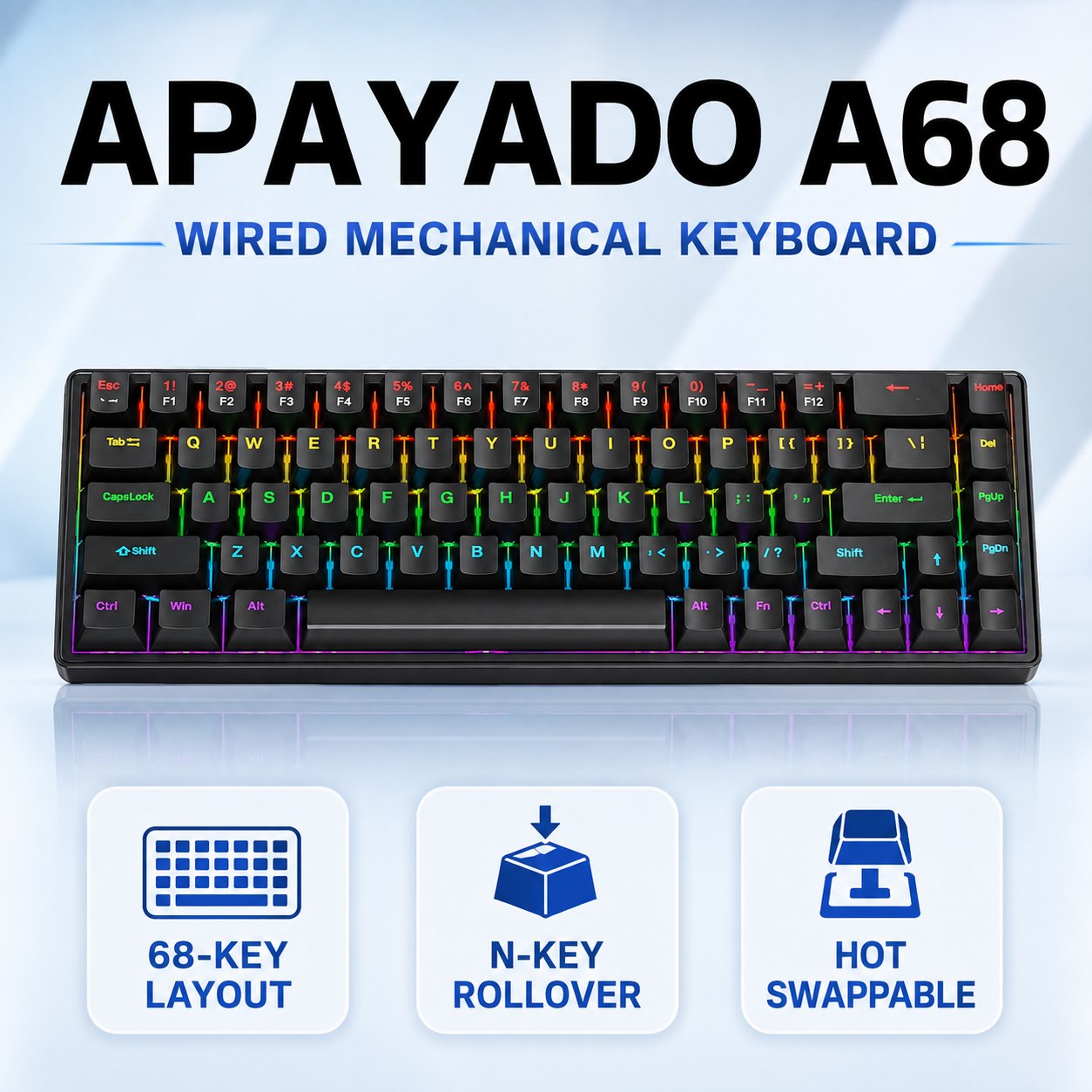 Teclado Mecânico com Fio APAYA - Gaming Keyboard Blue Switches avaliação e preço