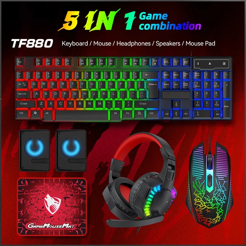 Conjunto de jogos 5 em 1: tecl - Gaming Keyboard Mouse And Headset Combo avaliação e preço