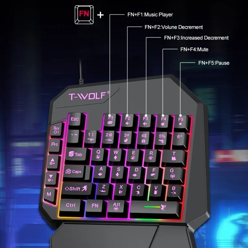 Conjunto 5 em 1 com 35 teclas, - Gaming Keyboard 1 Hand avaliação e preço