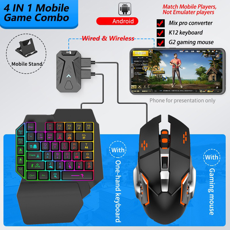 Conversor de jogos móveis, kit - Gaming Keyboard Mouse And Headset Combo avaliação e preço