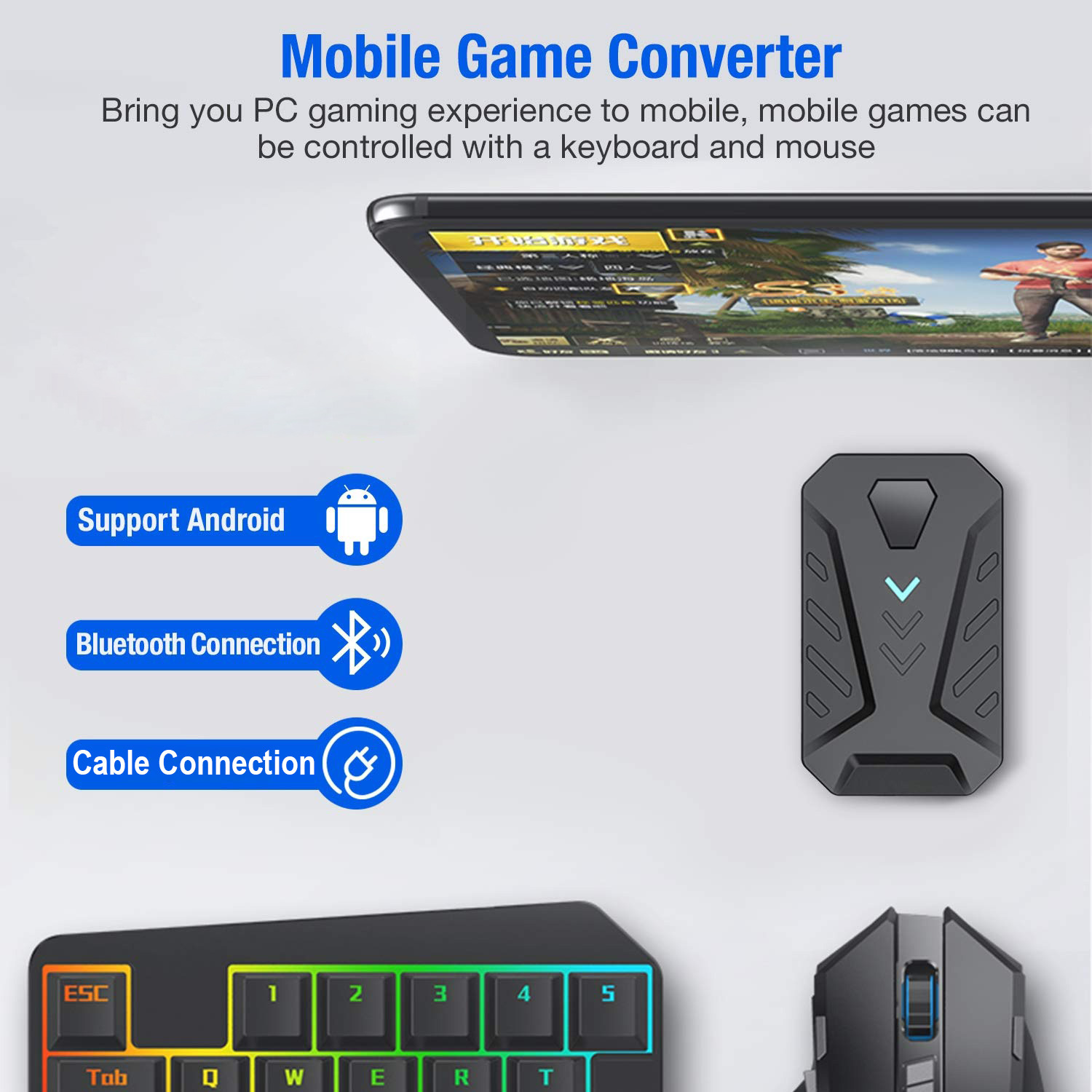 Conversor de jogos móveis, kit - Gaming Keyboard Mouse And Headset Combo avaliação e preço